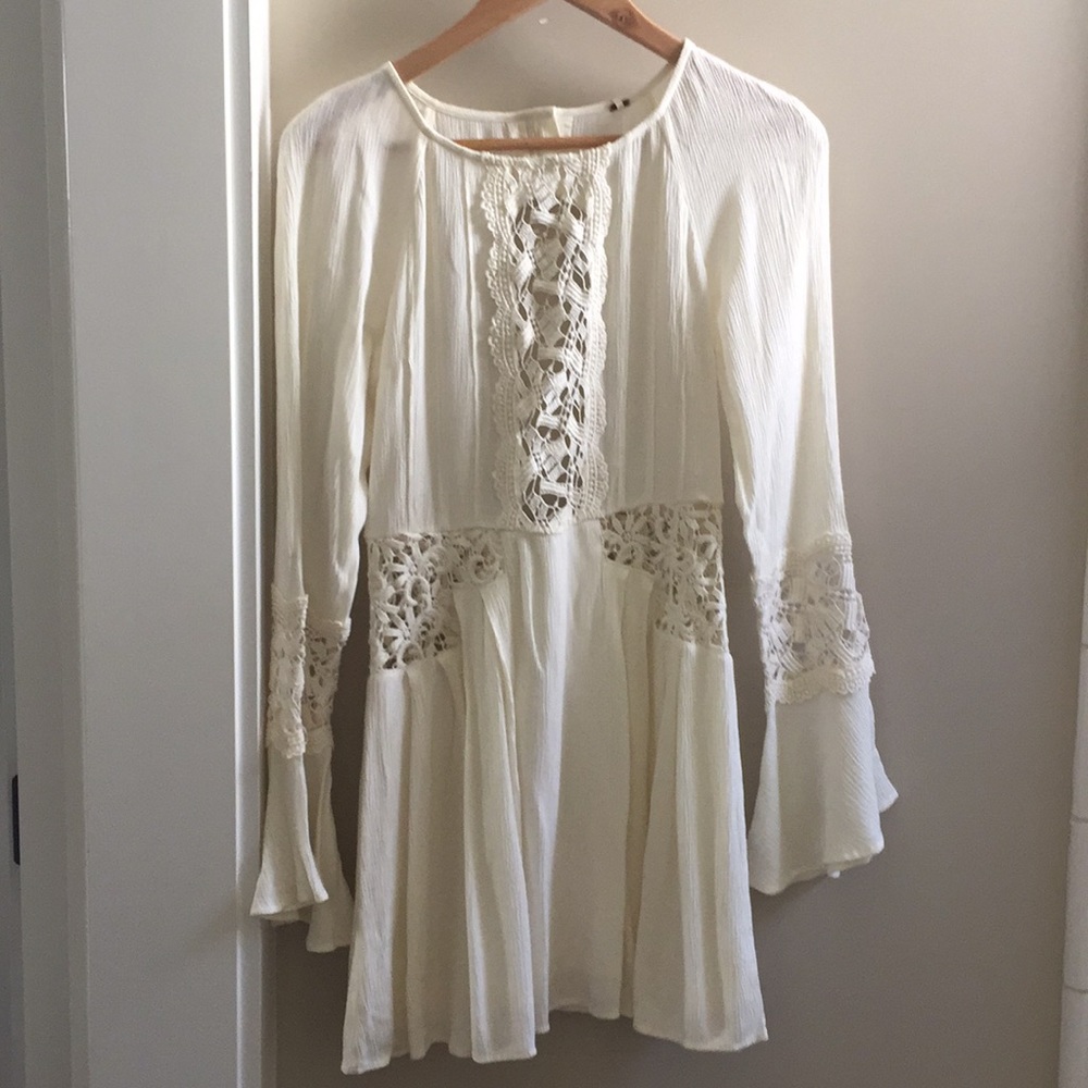 Free People lace cut-out back long sleeve dress